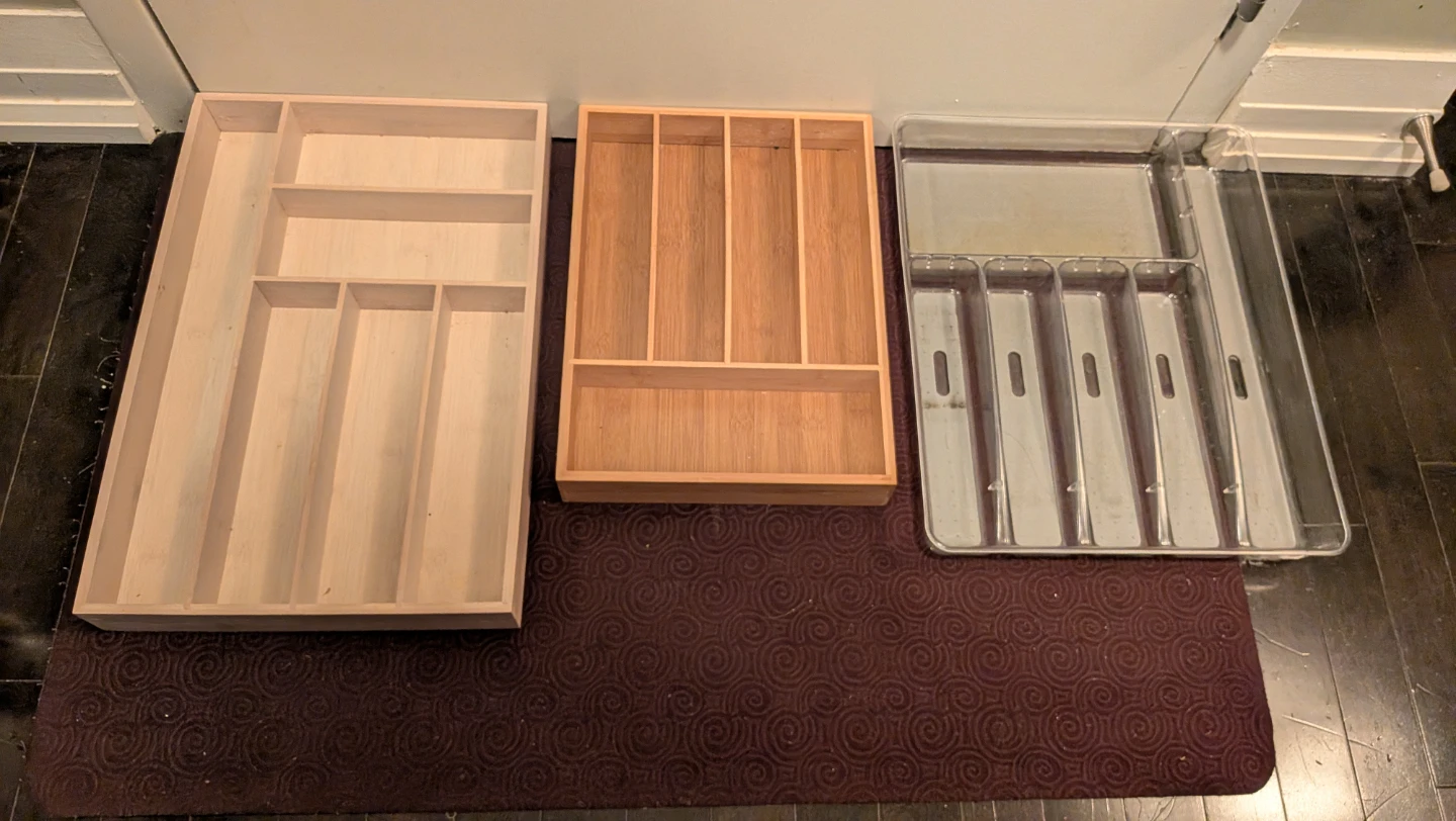 Set of 3 Drawer Organizers - Bamboo, Wood or Plastic