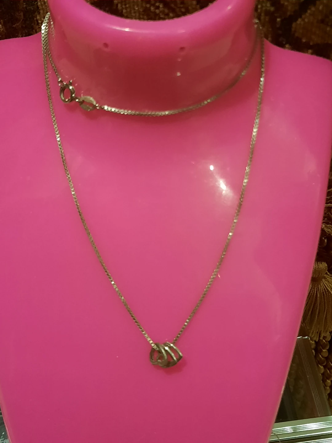 Solid Sterling Silver trinity 3 hearts Necklace 18" - photo 4