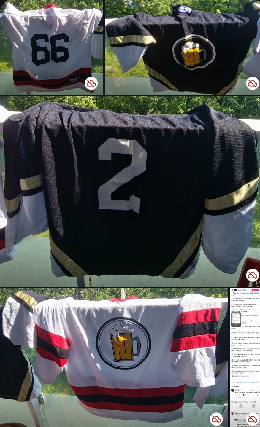 Hockey Jerseys.. 11 white.. 11 black..used 1 time