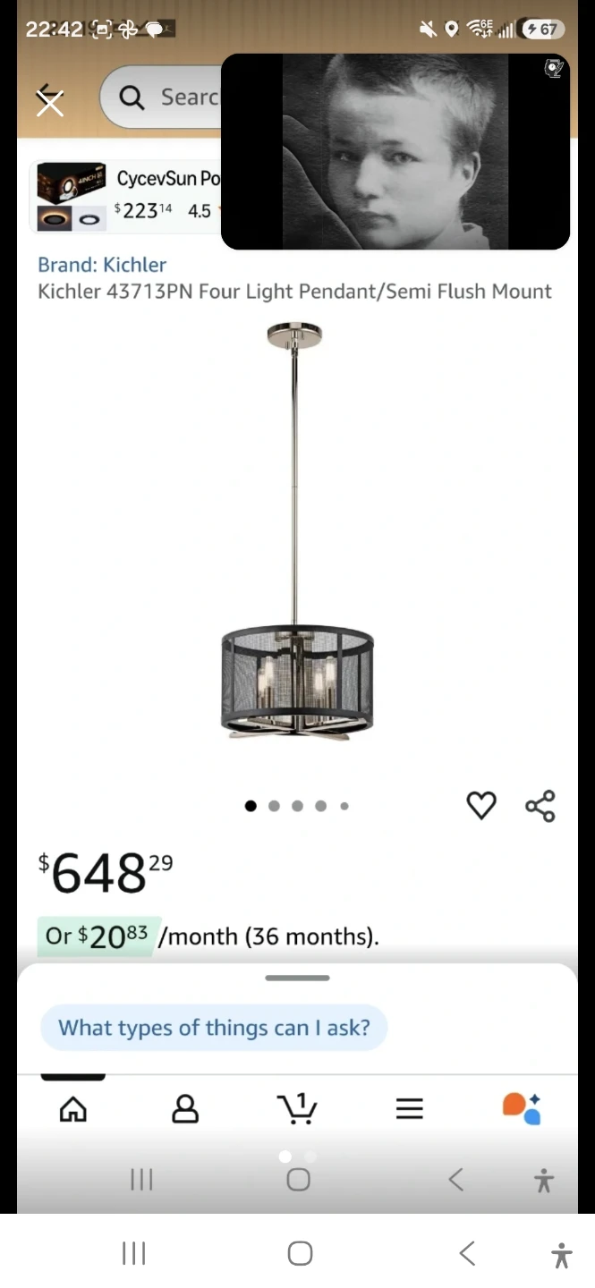 Kichler Four Light Pendant/Semi Flush Mount Chandelier - photo 3