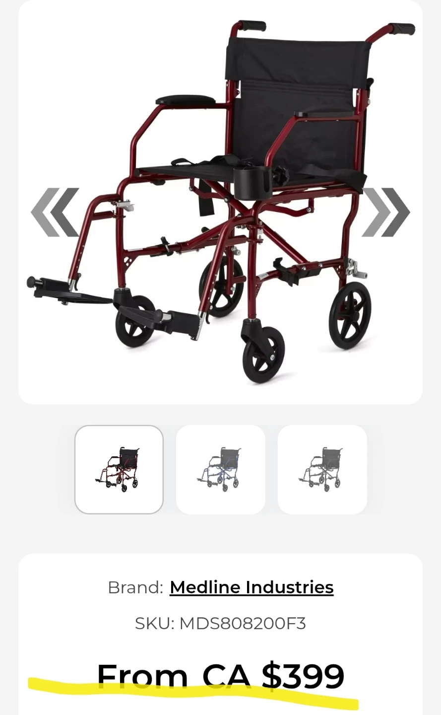 Medline Ultralight Transport Chair- Wheelchair - photo 2