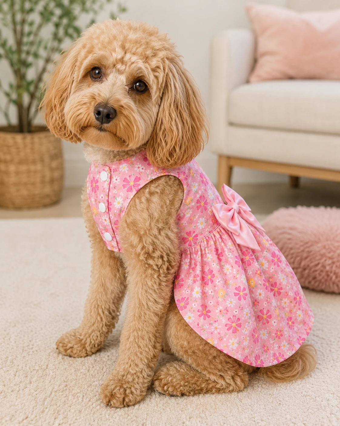 New Pink Floral Dog Dress with Bow - photo 4