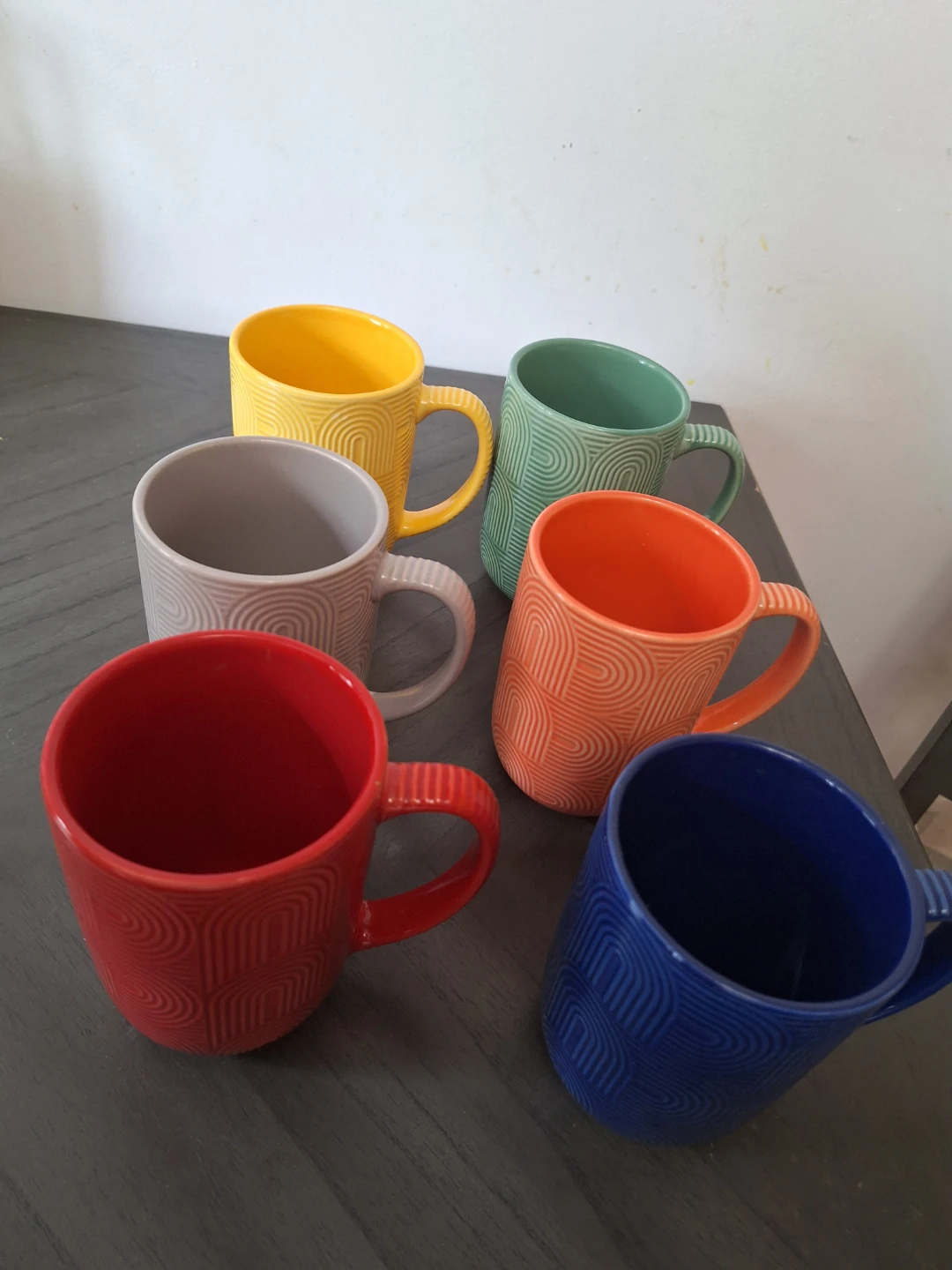 Set of 6 Coloured Ceramic Mugs