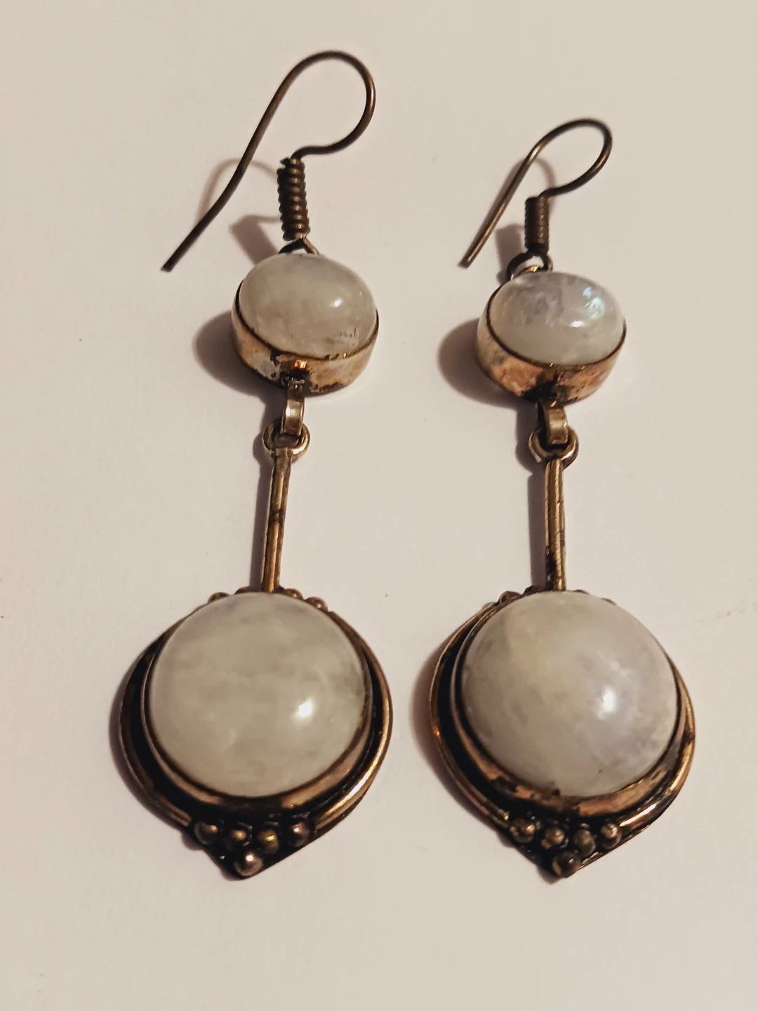 Sterling Silver 925 Moonstone Dangle Earrings - photo 2