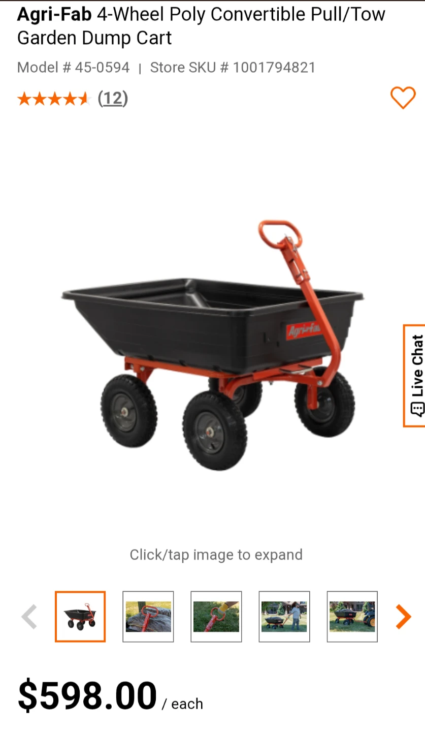Agri-Fab 4-Wheel Poly Convertible Pull/Tow Garden Dump Cart