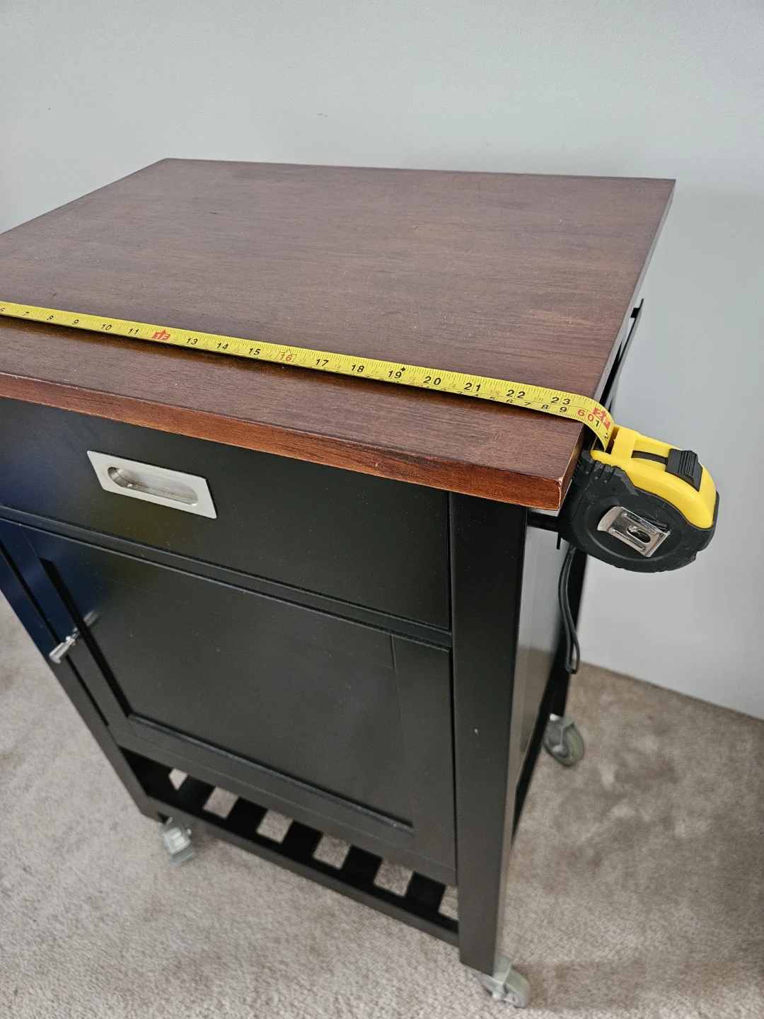 Black Kitchen Cart with Wood Top - photo 3
