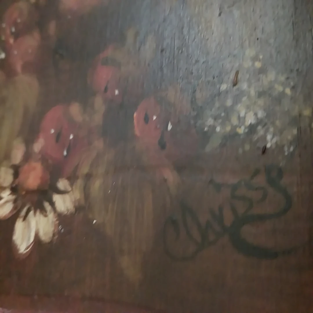 Vintage Painted Wood Wall Art Floral Design - photo 3