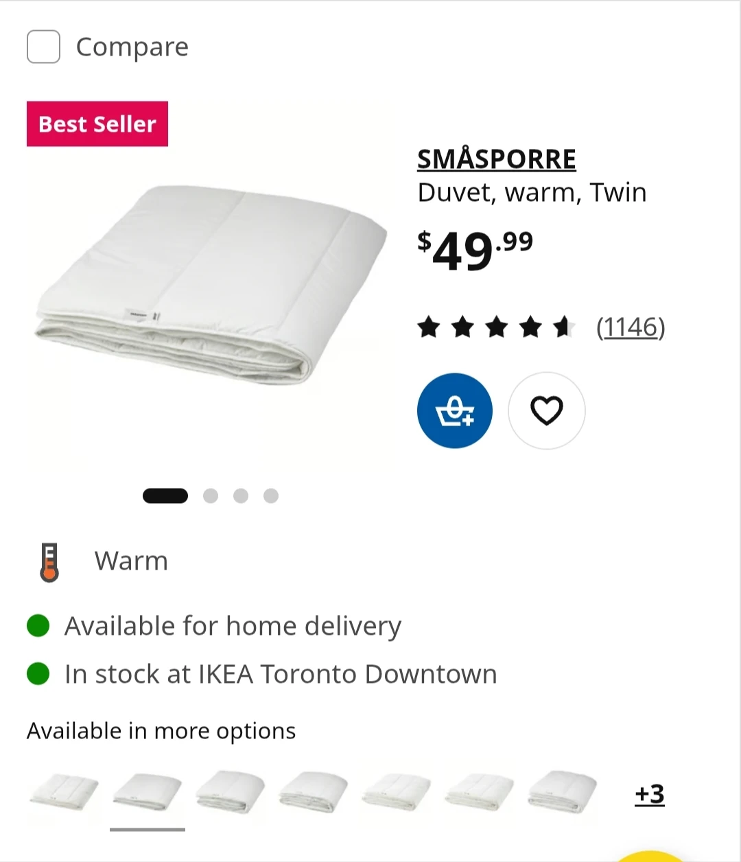 IKEA SMÅSPORRE Warm Duvet - Twin