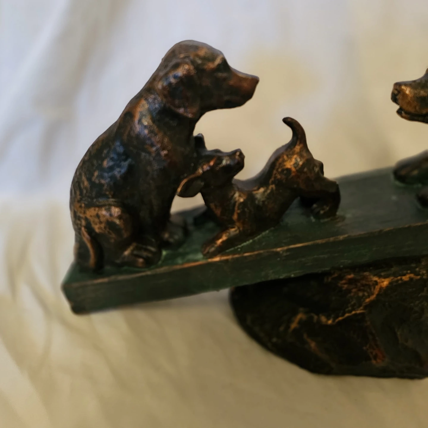 Multi-Coloured 3 Dogs on a See-Saw Statue - photo 2