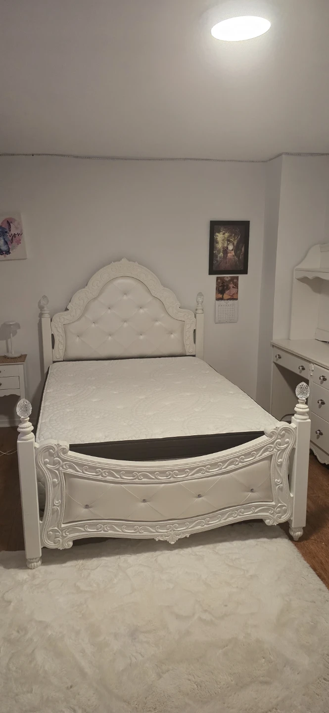 French Provincial Full bed with mirror and desk  -Girl's