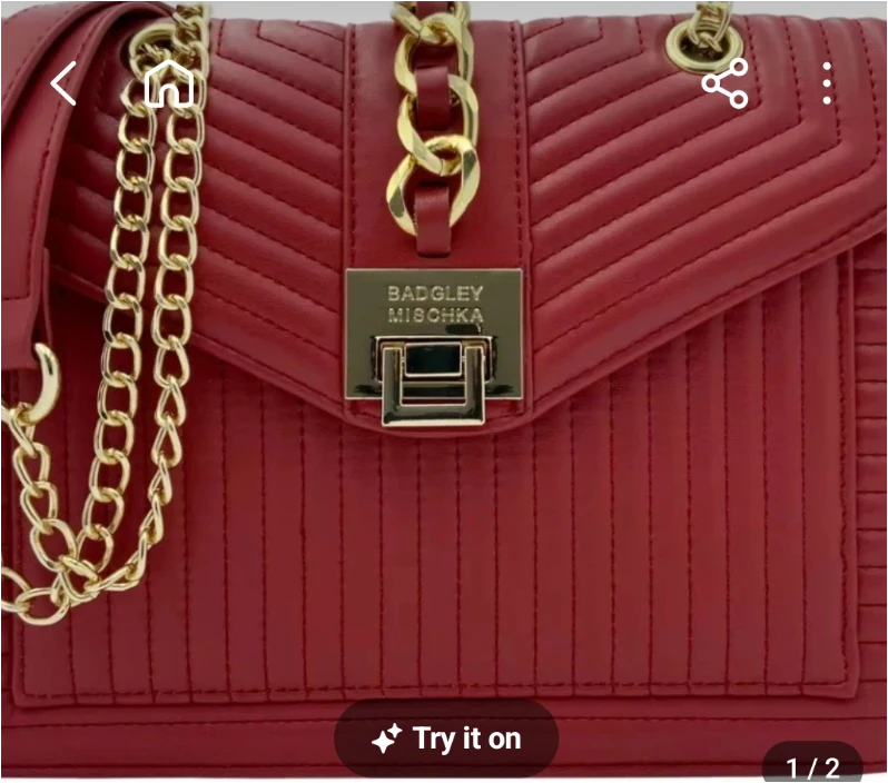 Badgley Mischka Red Quilted Shoulder Bag