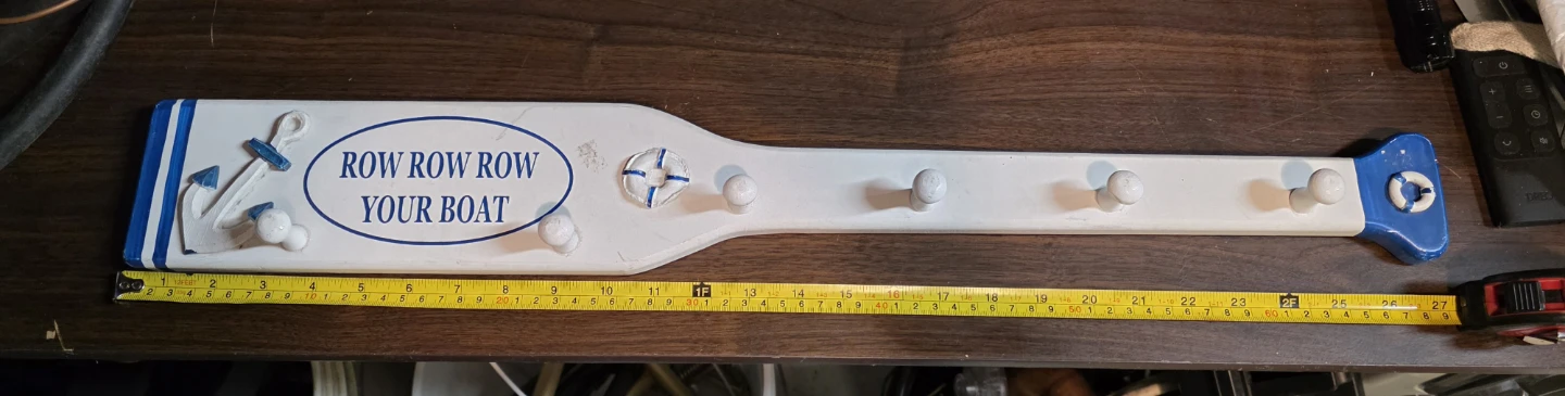 27" Nautical Oar Wall Hook Rack