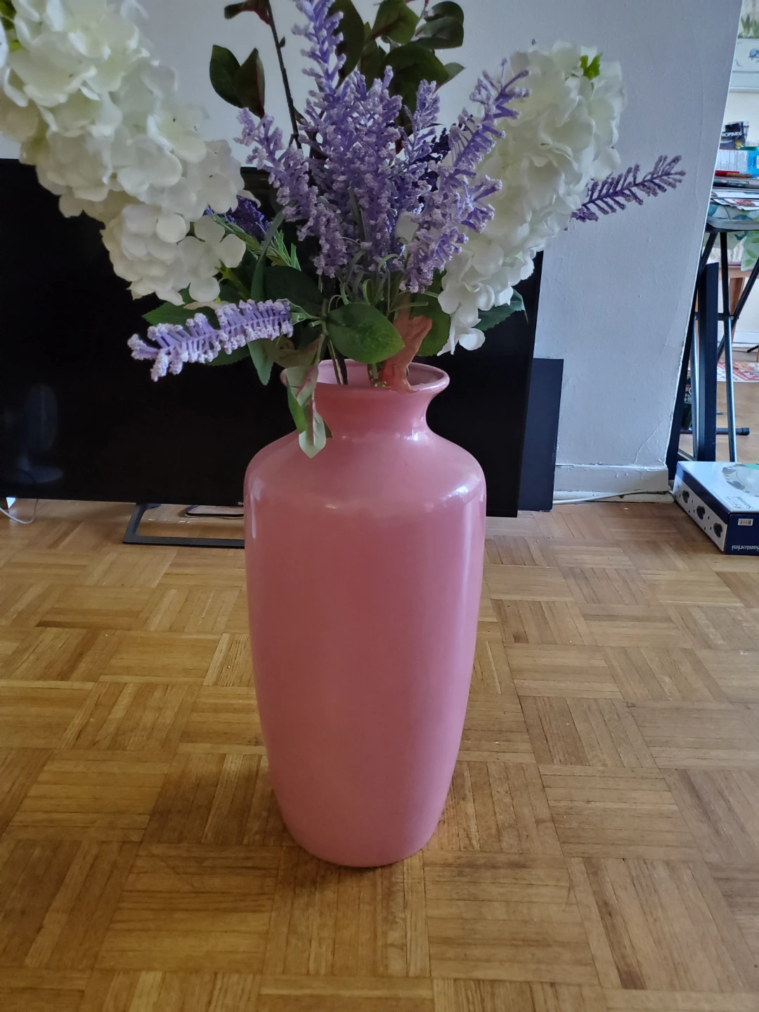 Pink Ceramic Vase with Artificial Flowers - photo 2
