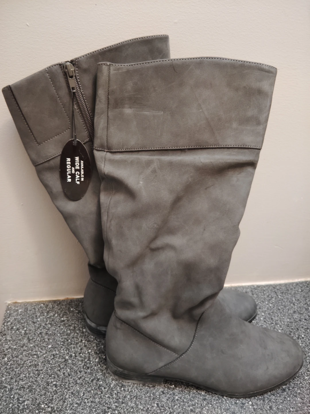 Brand New Women's Grey Slouch Tall Boots - Size 7.5