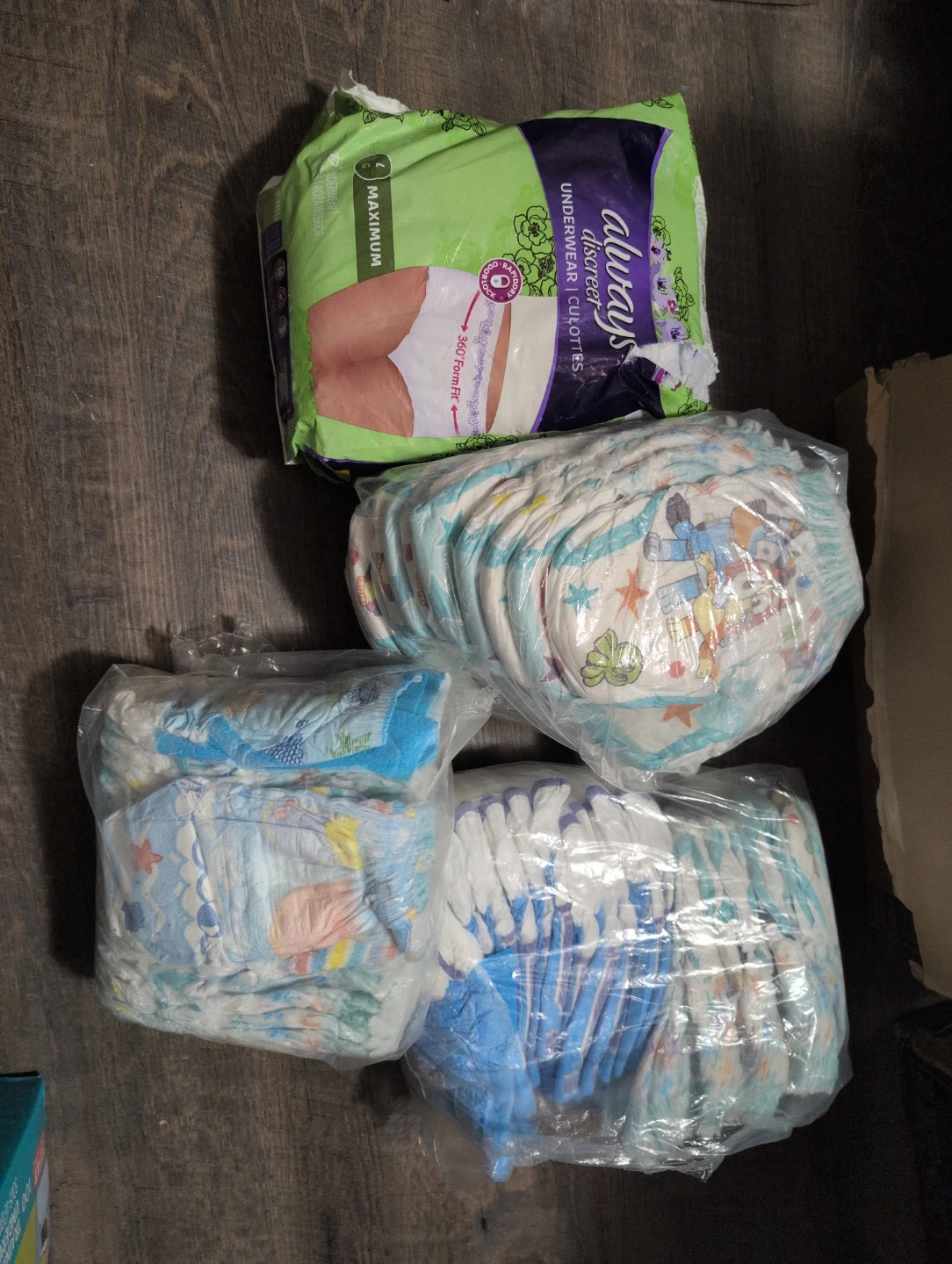 Always Discreet Underwear Size L+ Pampers 3T to 4T pullon