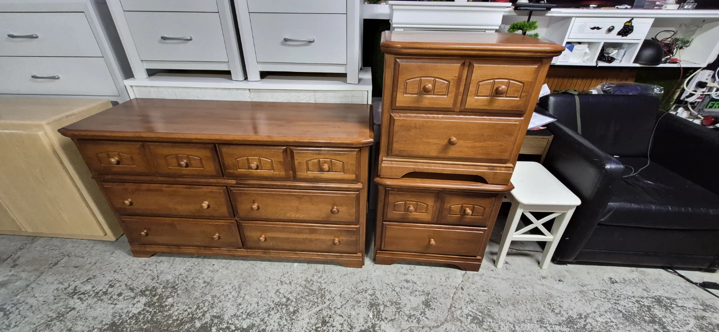 Wooden Dresser and Nightstand Set