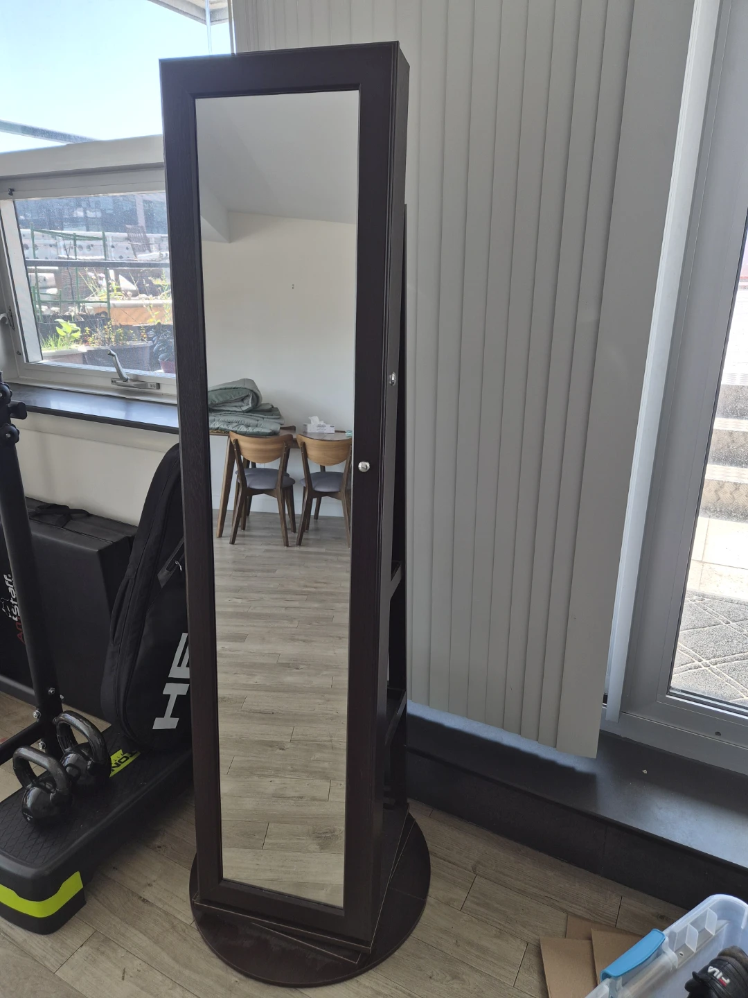 Full-Length Rotating Mirror Jewelry Cabinet