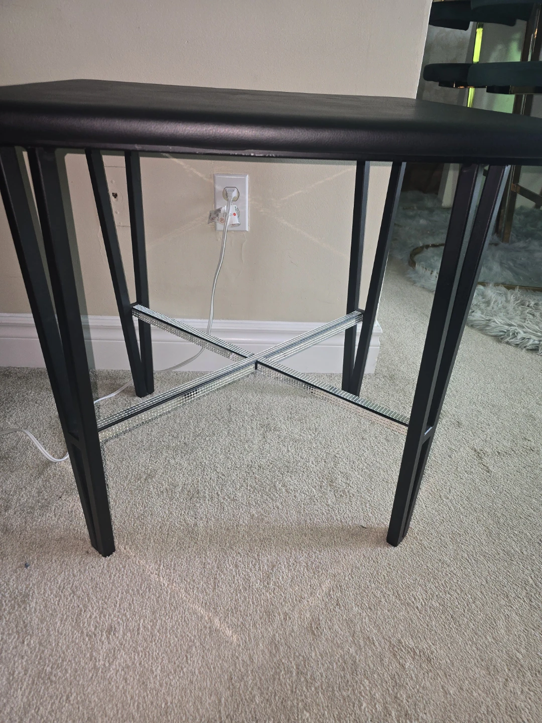 Black Square Bar Table with Mirrored X-Base - photo 5