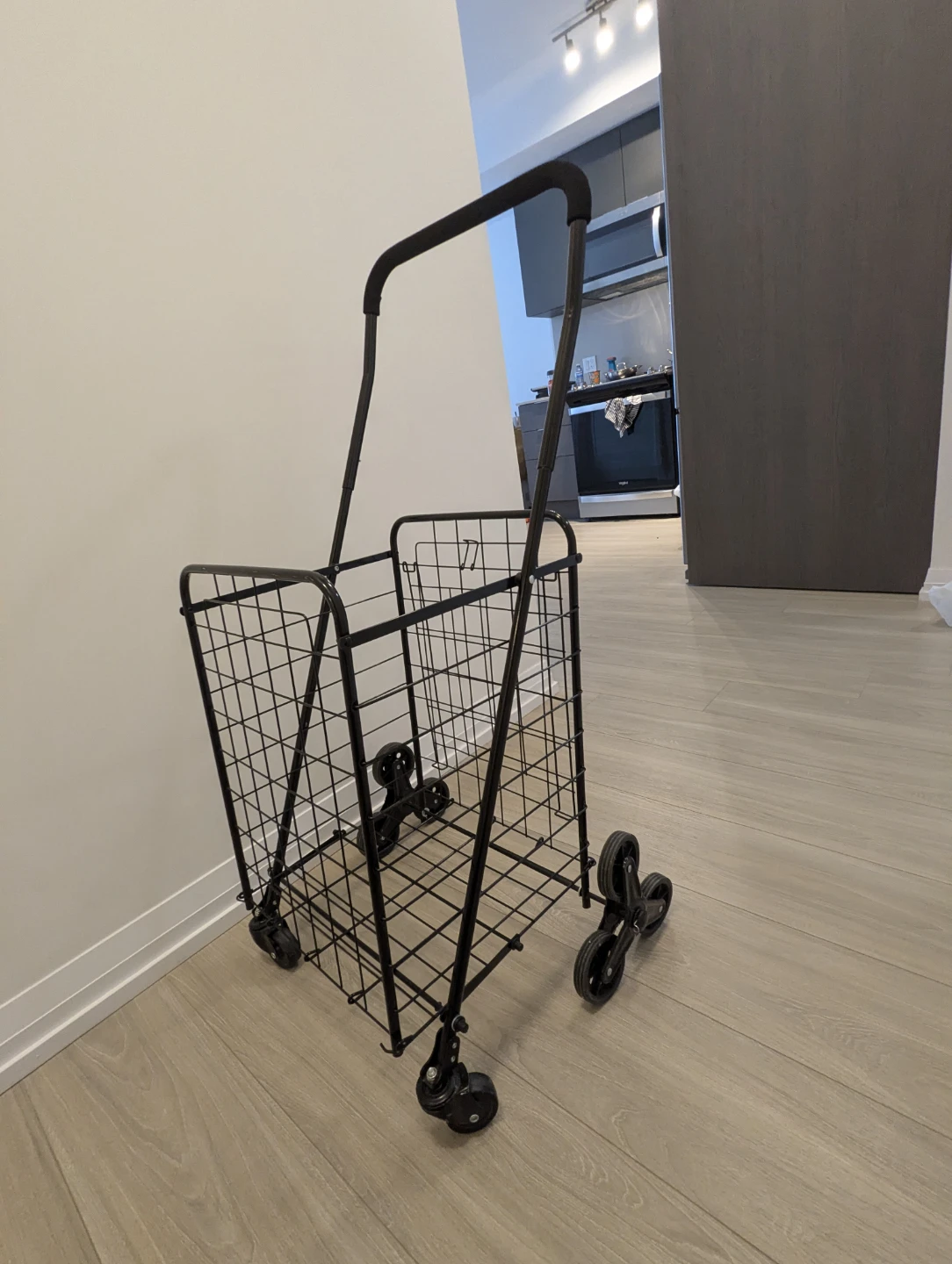 Black Metal Shopping Cart with Stair-Climbing Wheels - photo 2