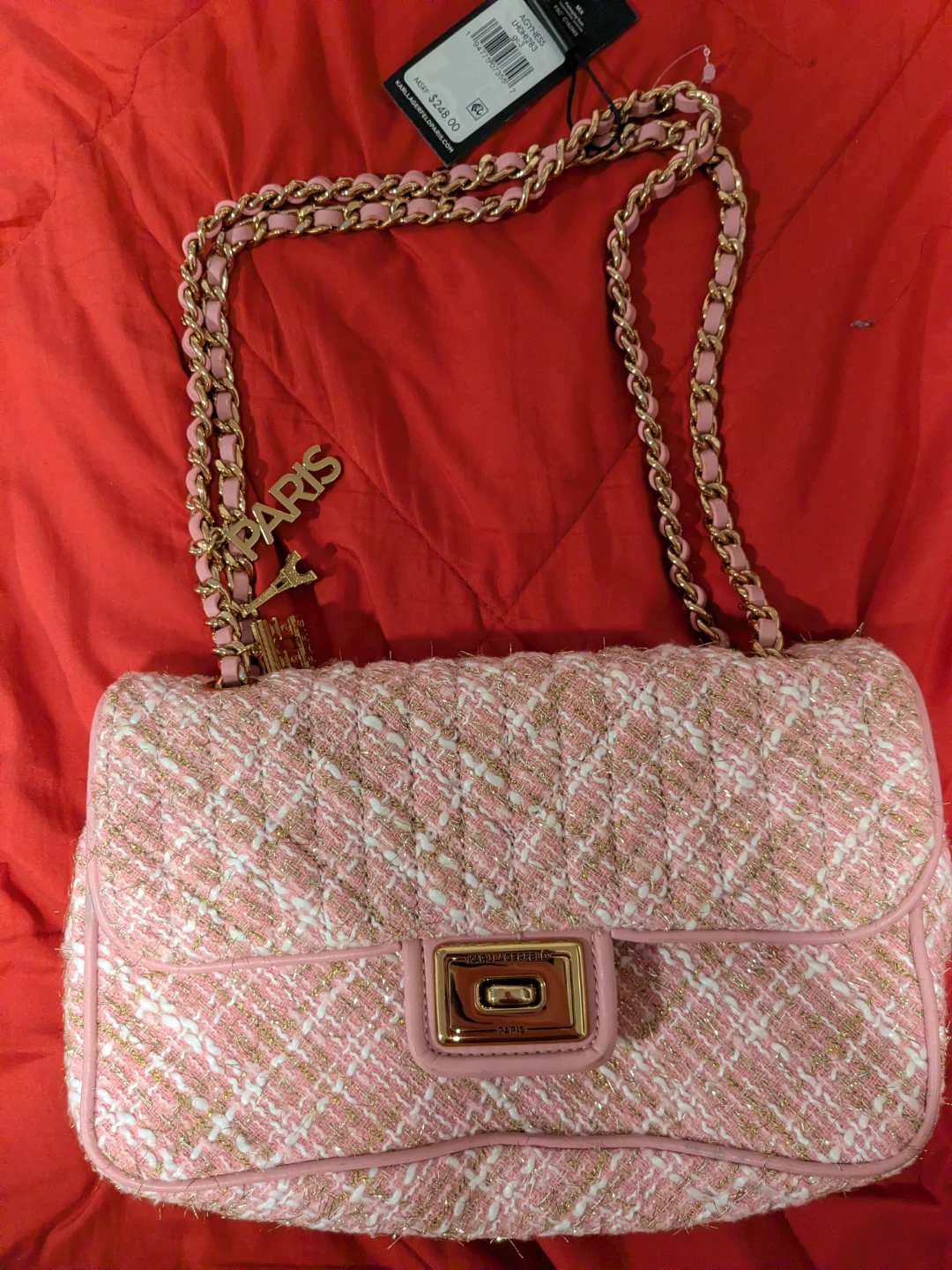 Karl Lagerfeld AGYNESS Tweed Shoulder Bag