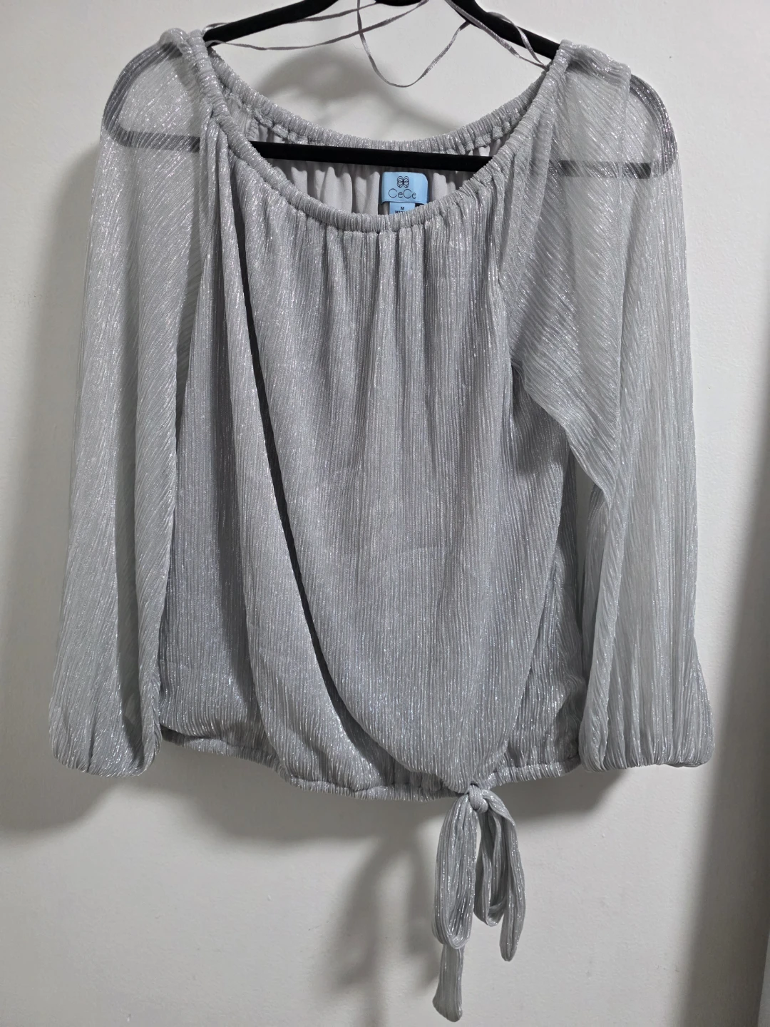 CeCe Silver Metallic Blouse