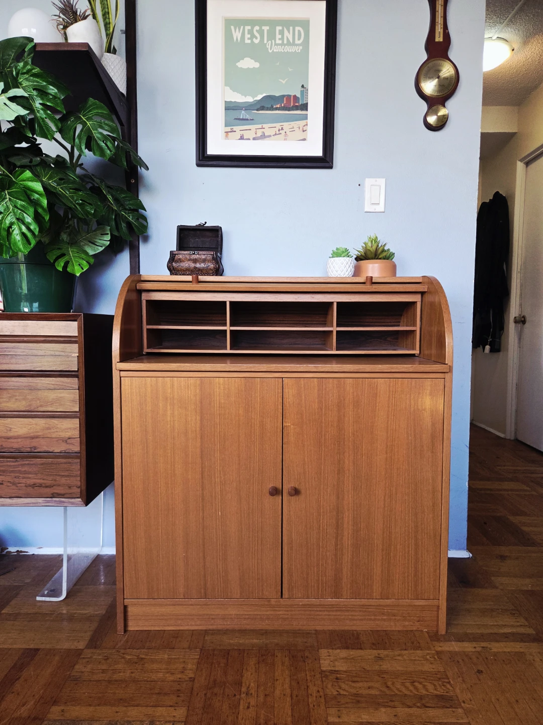 MCM Teak Retractable Secretary Desk - photo 3
