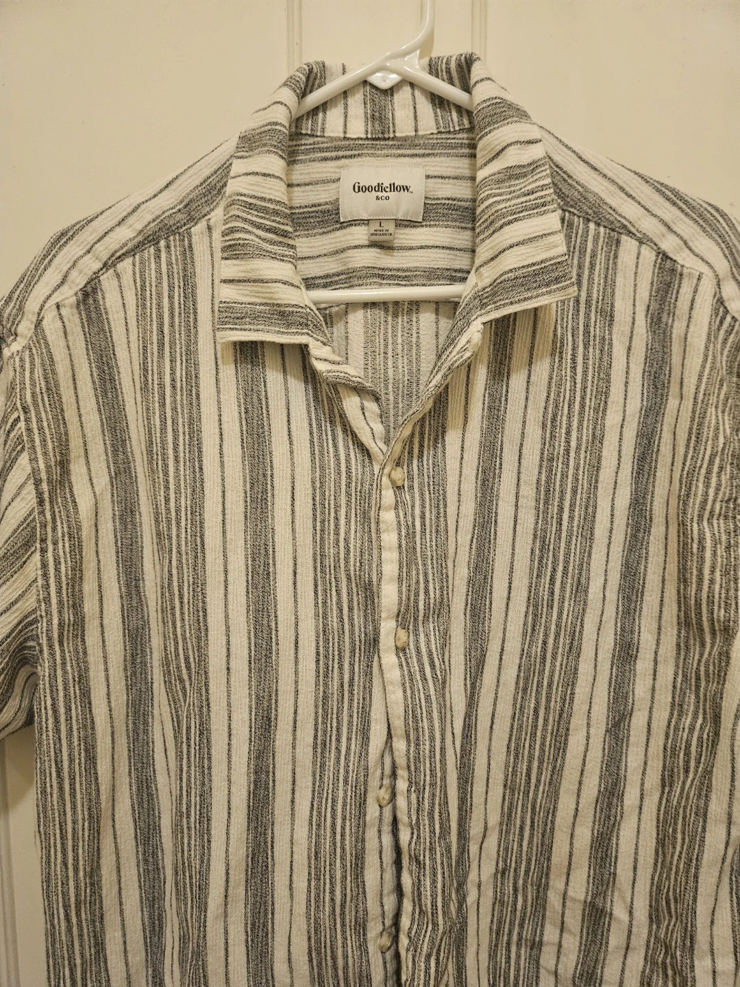 Goodfellow & Co. Striped Short Sleeve Button-Up Shirt - Size L