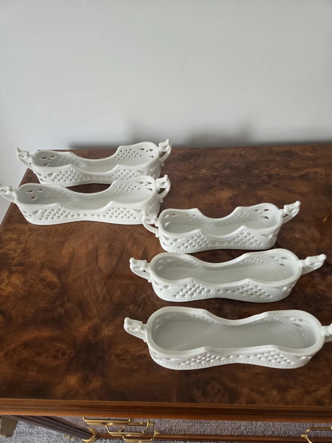 Vintage White Ceramic Flatware Caddies - photo 2