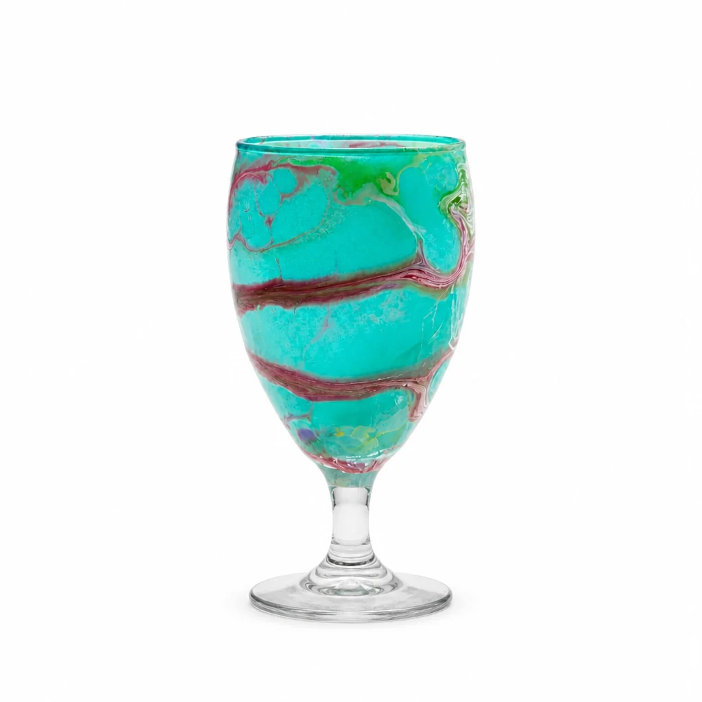 Handcrafted Teal and Magenta Swirl Glass