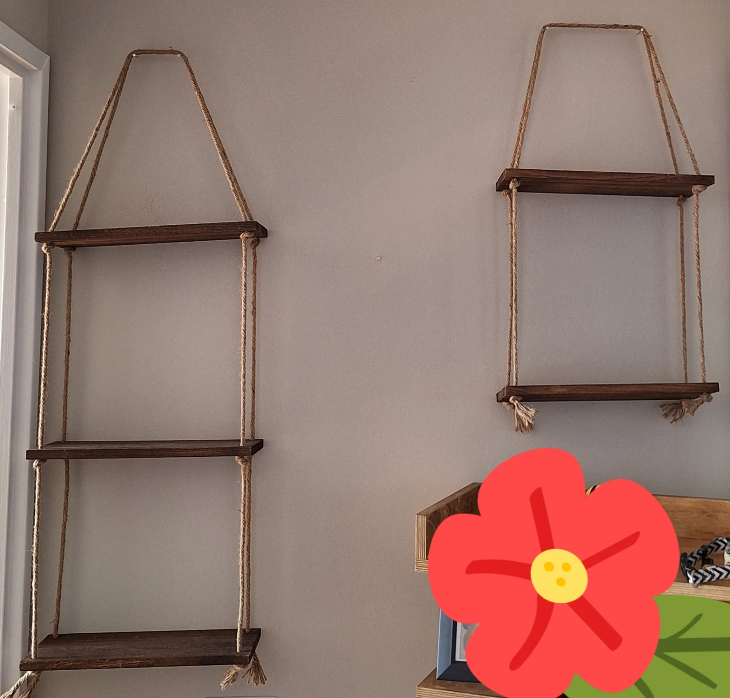 Wooden Rope Shelves (Set of 2)