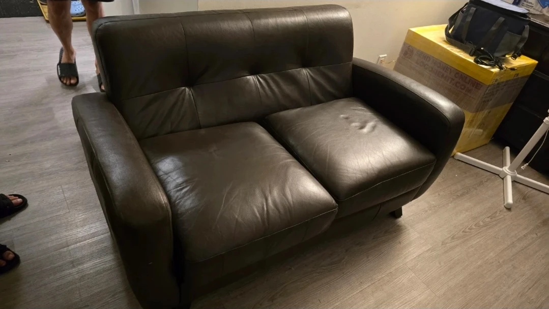 Dark Brown Faux Leather Loveseat Sofa (URGENT!!!) - photo 3