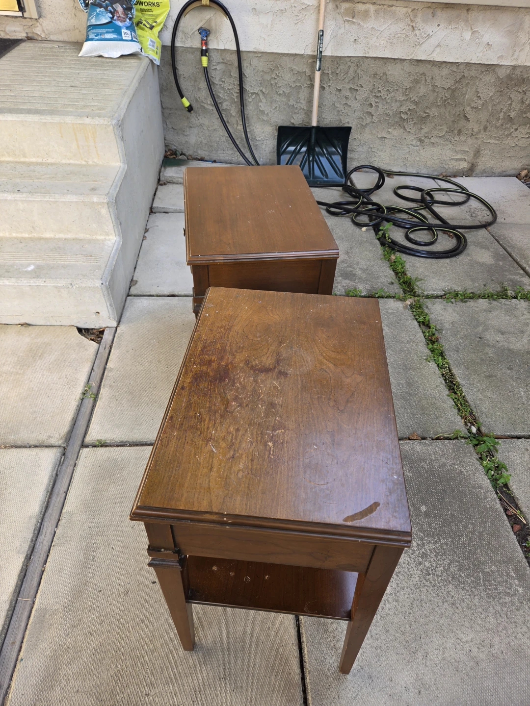 Pair of wooden side tables antique - photo 2
