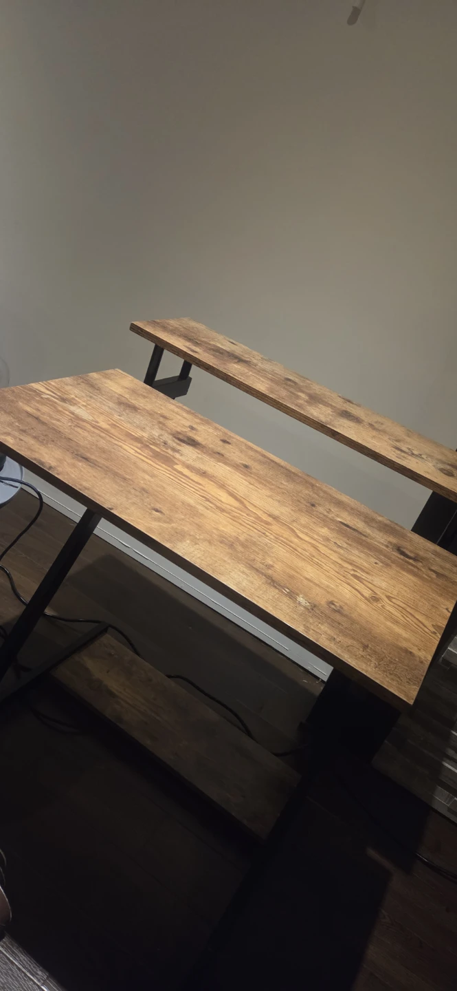 Rustic Wood Computer Desk with Riser