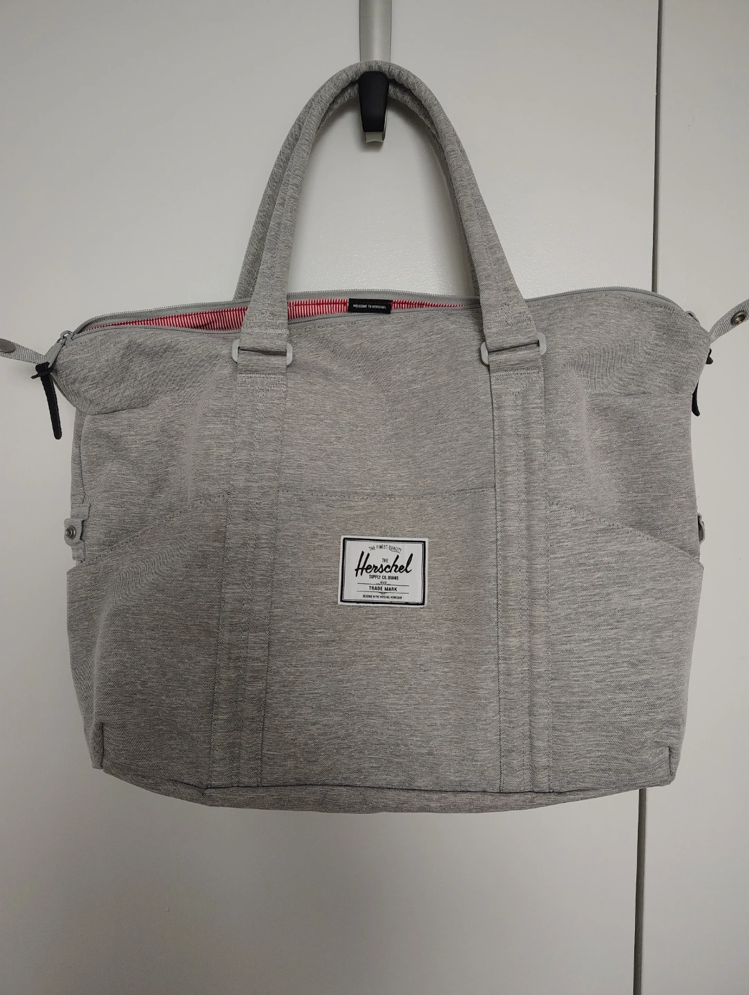 Herschel Light Gray Duffel Tote Bag – Large, 15" × 20"
