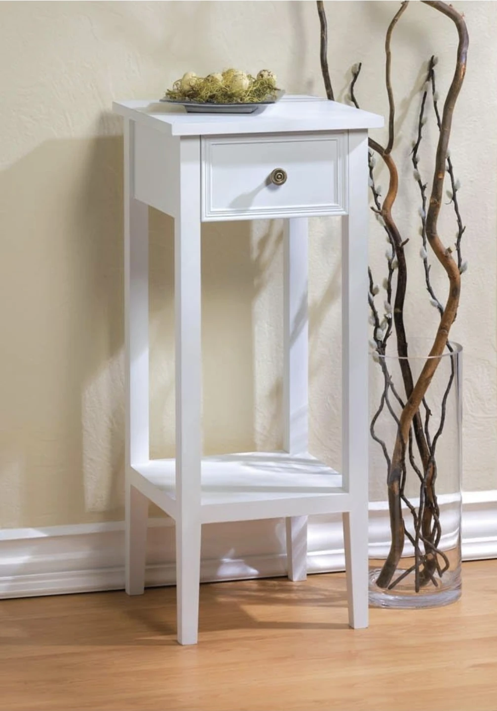 White Entry Side Table With Drawer