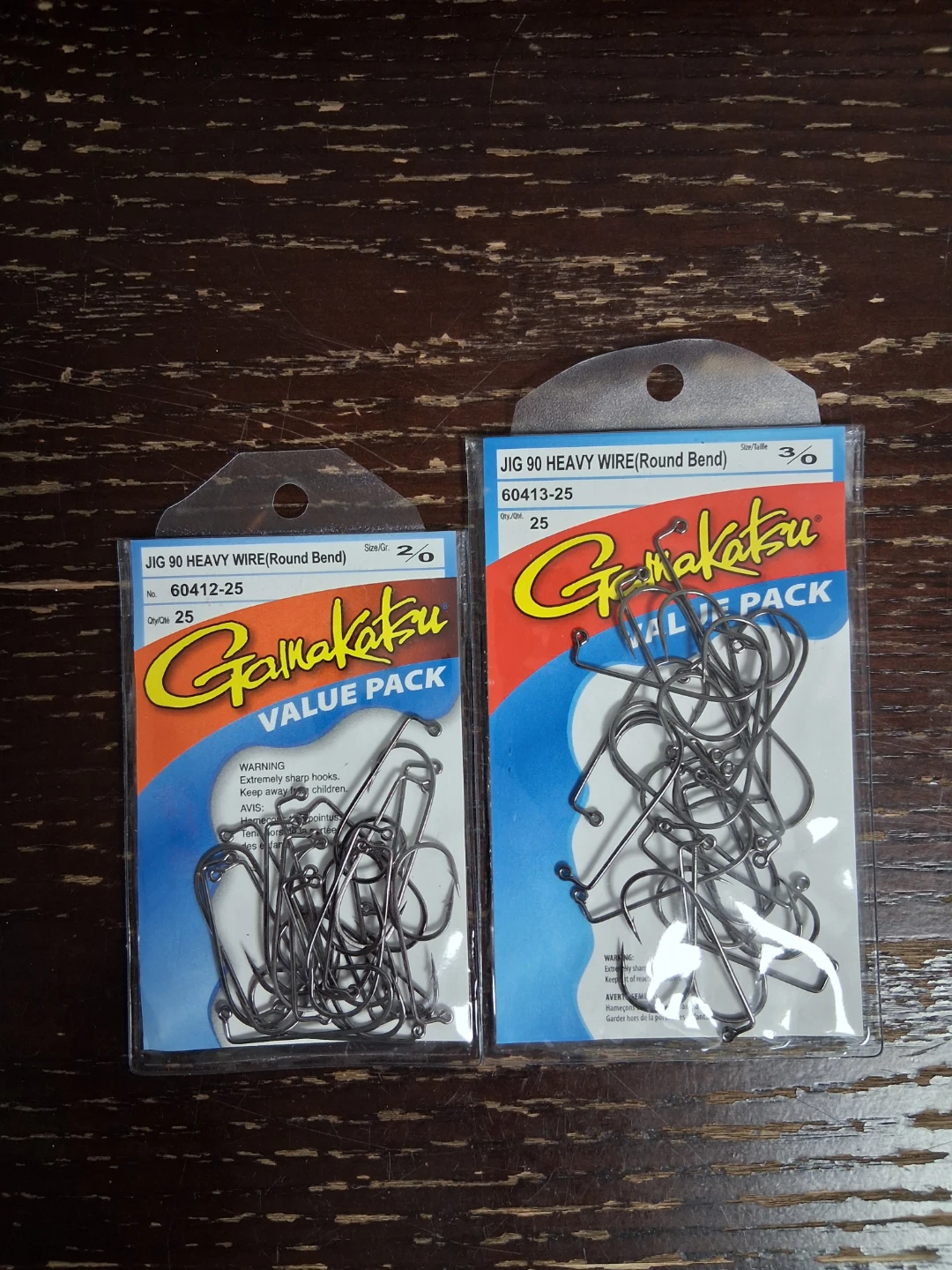 Gamakatsu Jig 90 Heavy Wire Round Bend Hooks - 25 Pack