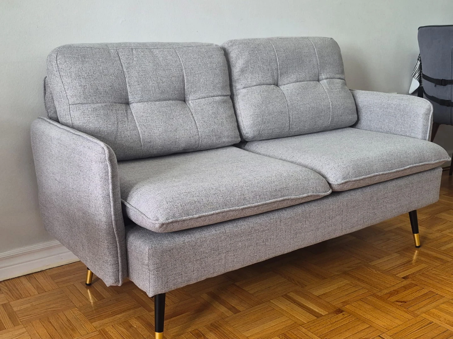 "HOMCOM 55"" Loveseat Sofa,  Small Couch for Bedroom, Grey" - photo 2