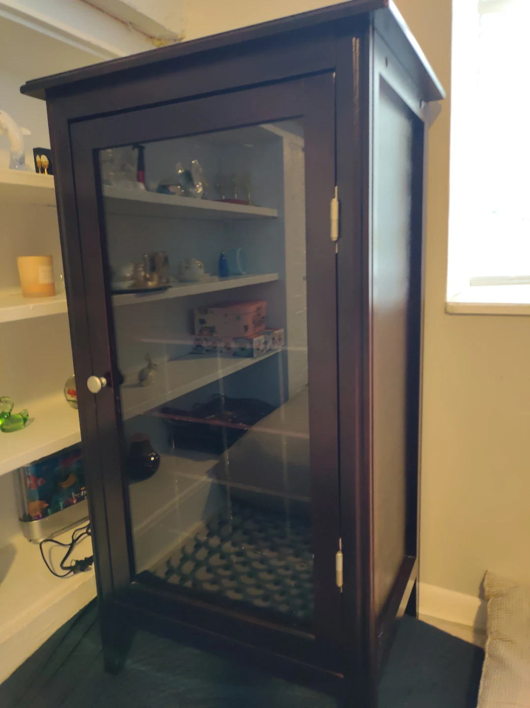 Dark Wood Cabinet with Glass Door - photo 2