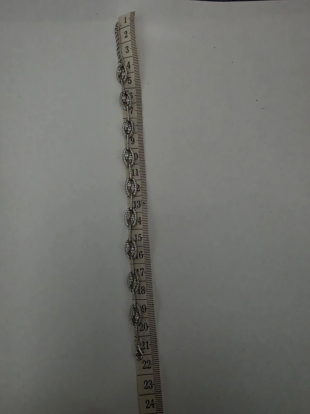 925 Sterling Silver Oval Link Bracelet with CZ (Adjustable) - photo 2
