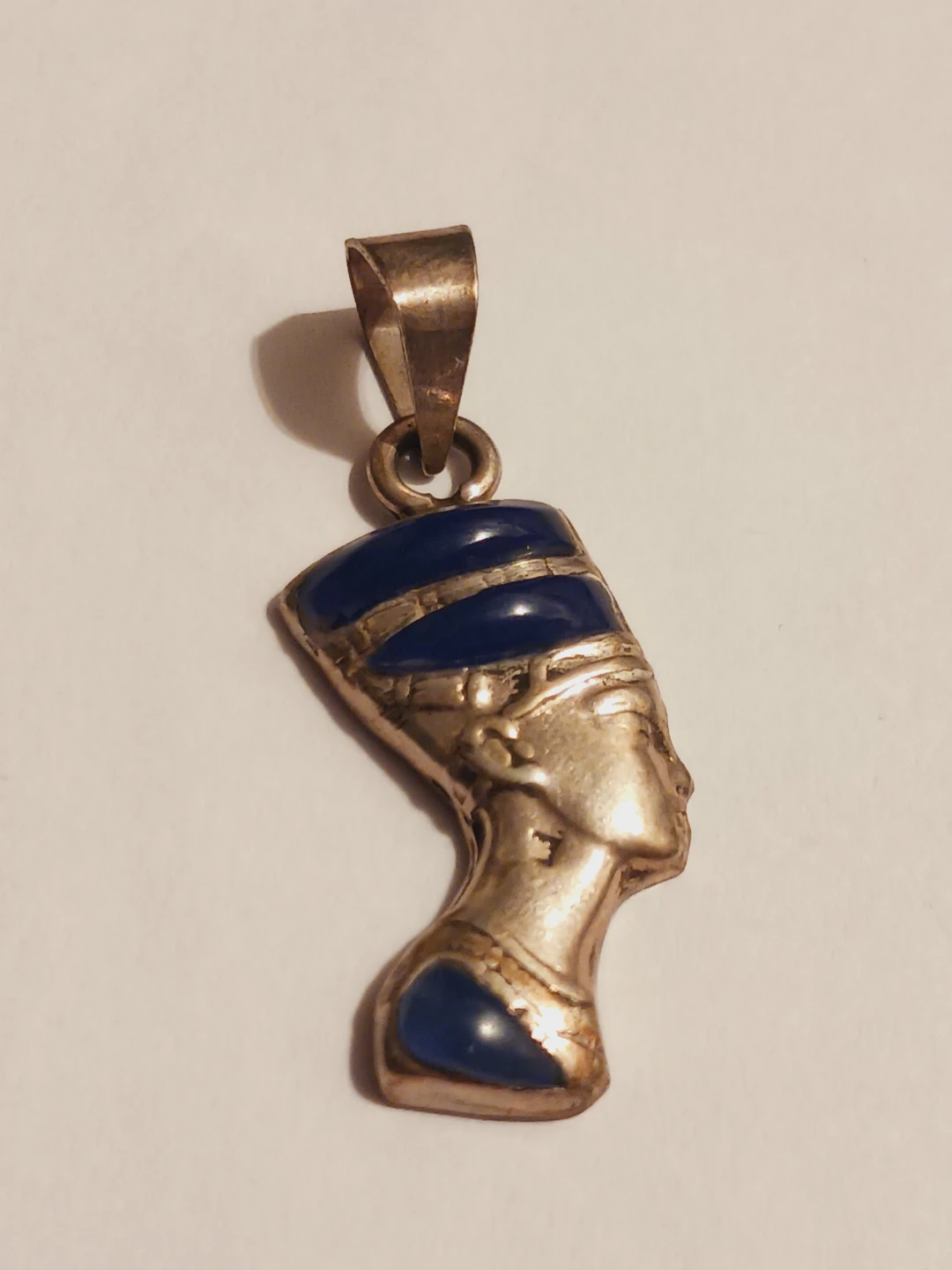 Sterling Silver Egyptian Nefertiti Pendant with Lapis Inlay - photo 2