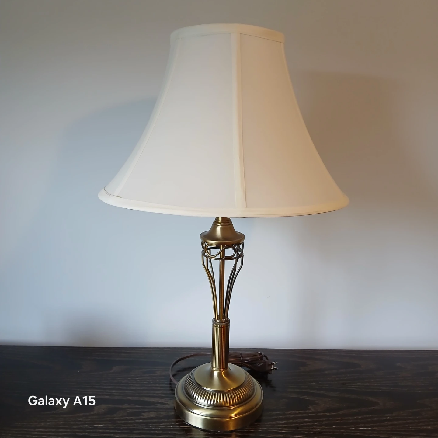 Brass Table Lamp with White Shade