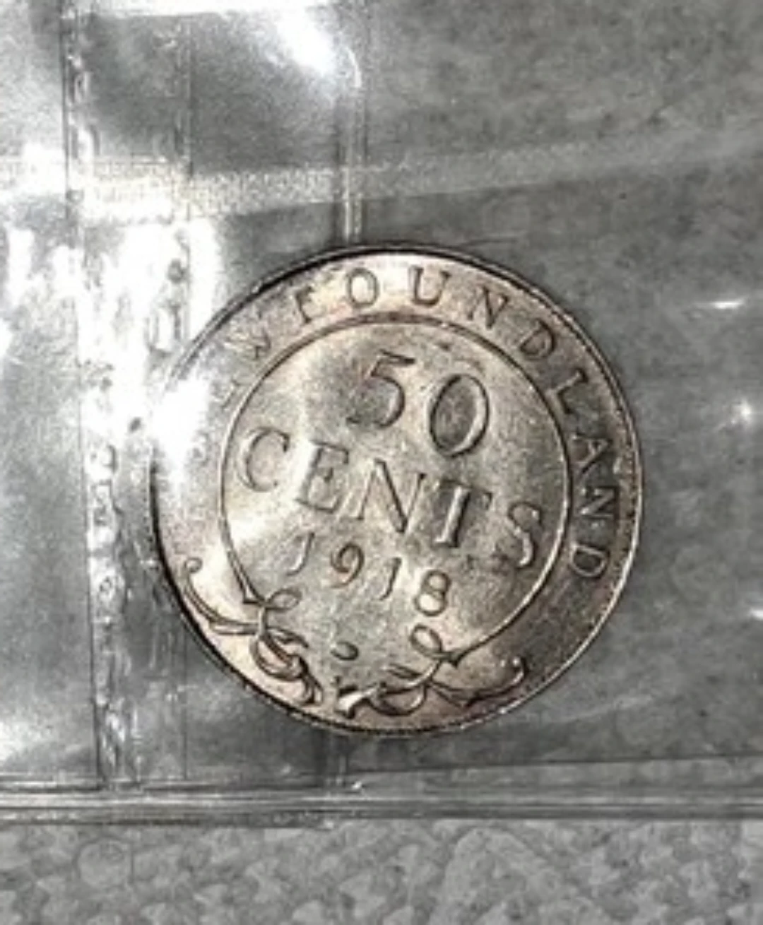 1918C Newfoundland/Canada 50 Cent Silver Coin ICCS AU 55 - photo 2