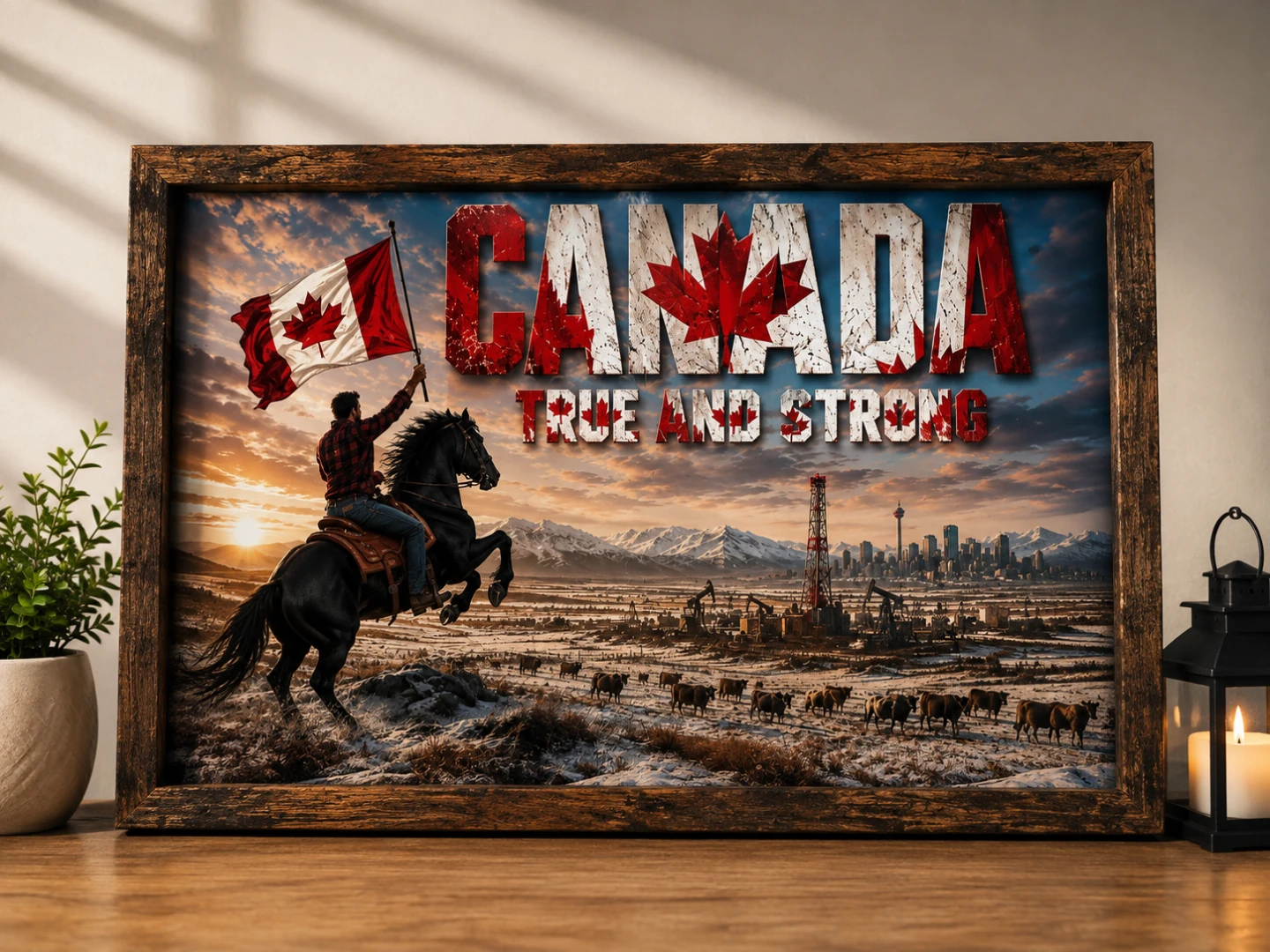 Wall Arts. Flames themed, Canadian patriotic themed.