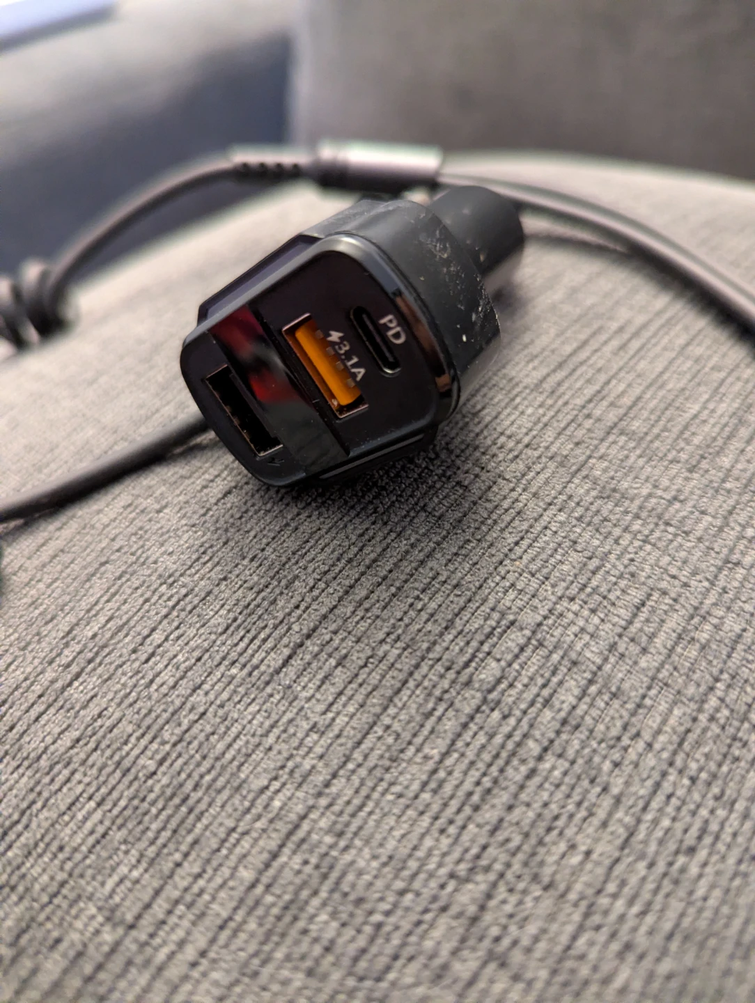 Black Car Charger with Coiled Multi-Charging Cable - photo 2