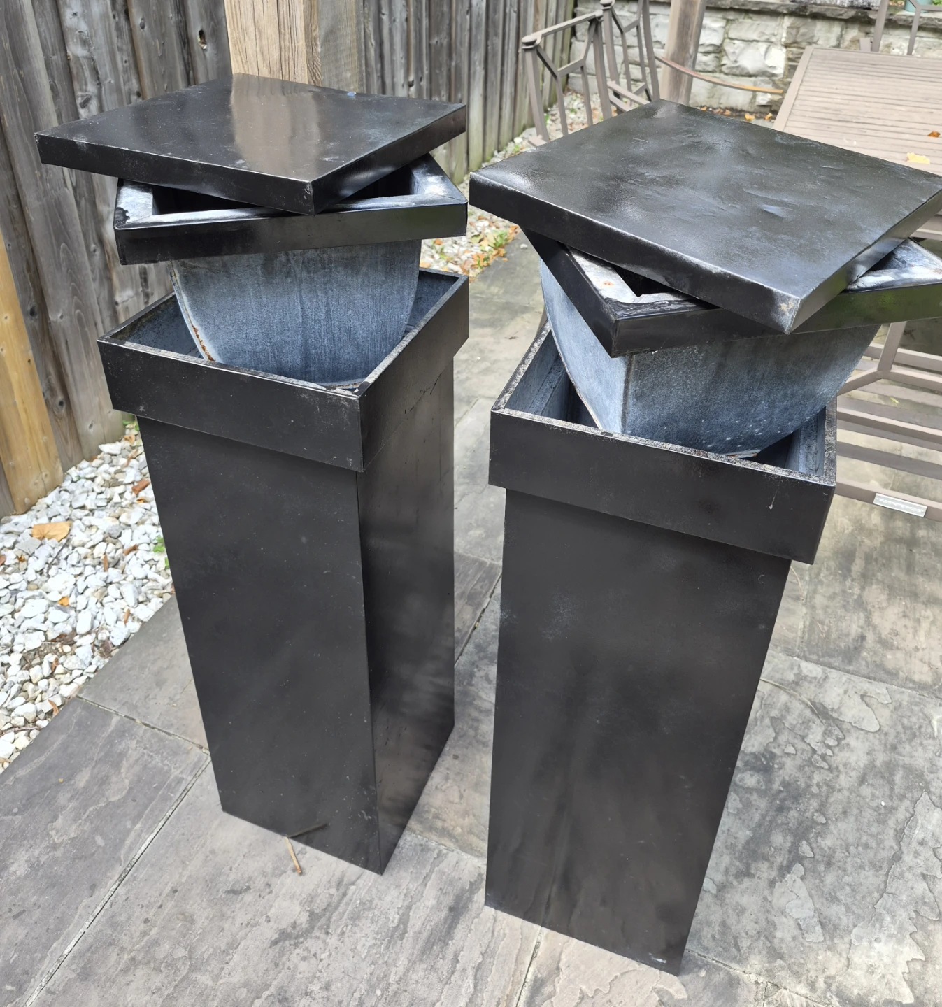 Pair of Black Outdoor Planter Pedestals - photo 5