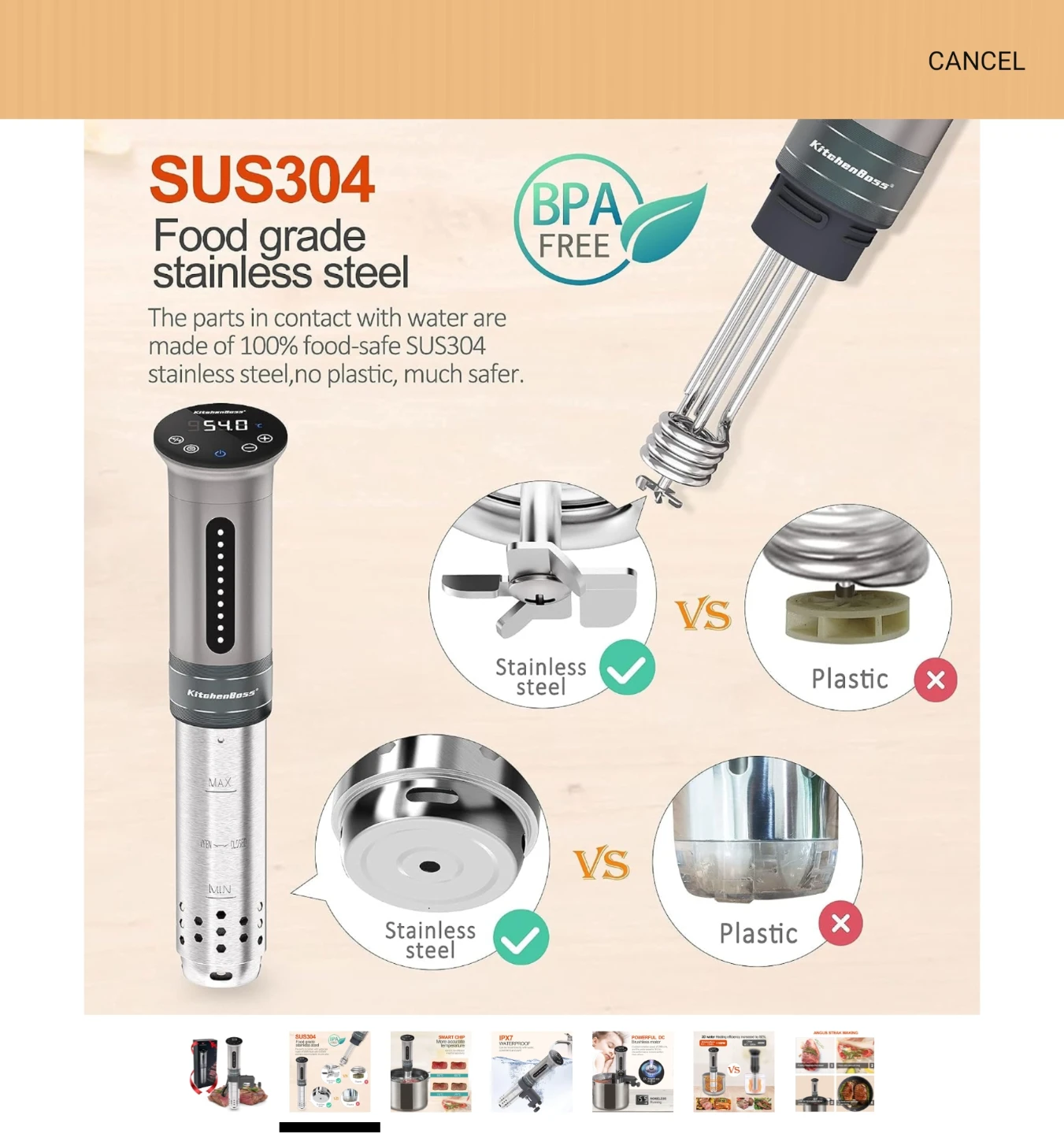 KitchenBoss Sous Vide Immersion Circulator 1000W - photo 2