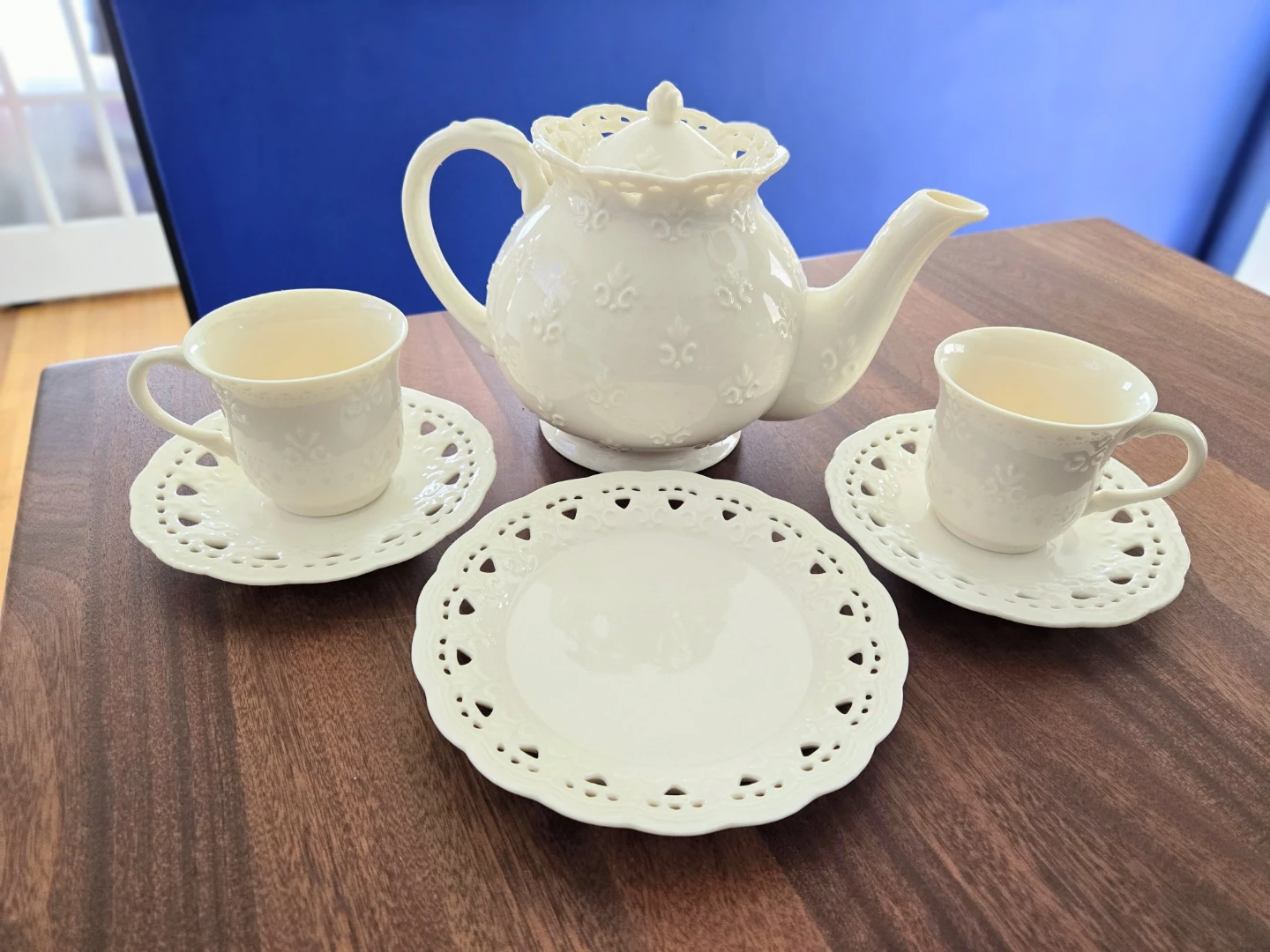 Skye McGhie "Cream Lace" Fine Porcelain Teaset