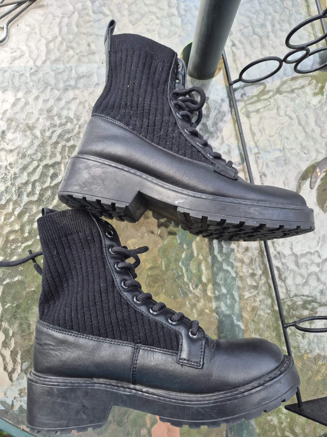 Steve Madden Black Lace-Up Sock Boots - Size 8.5 - photo 3