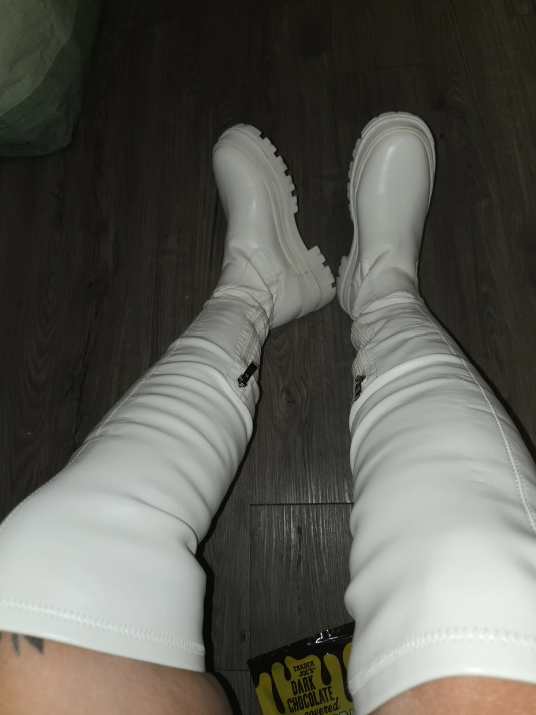 White Over The Knee Boots with Side Zipper - photo 3