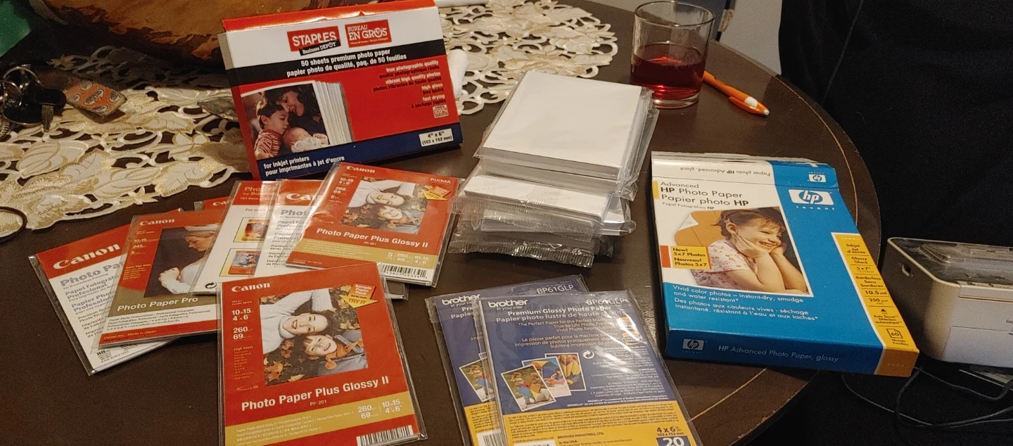 Assorted Glossy Photo Paper (Canon, HP, Staples, Brother)